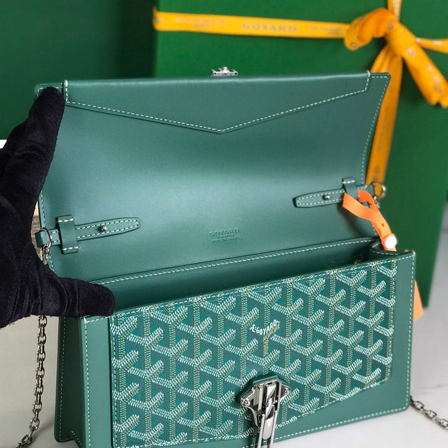 DUCHESSE MARIE-CAROLINE BAG 25 IN GREEN GOYARDINE CANVAS AND SMOOTH CALFSKIN