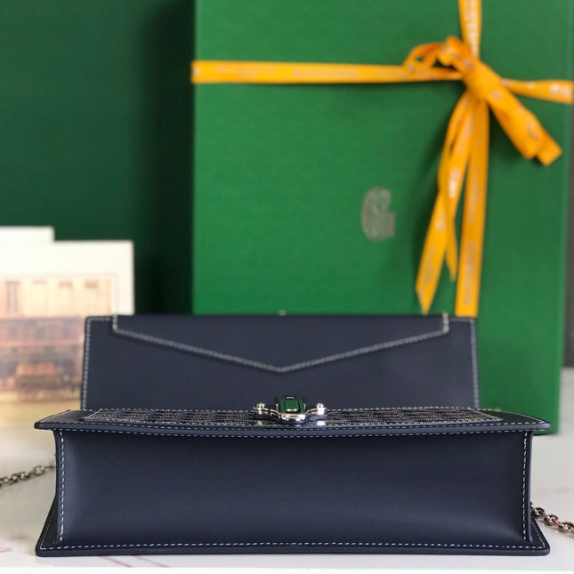 DUCHESSE MARIE-CAROLINE BAG 25 IN NAVY BLUE GOYARDINE CANVAS AND SMOOTH CALFSKIN