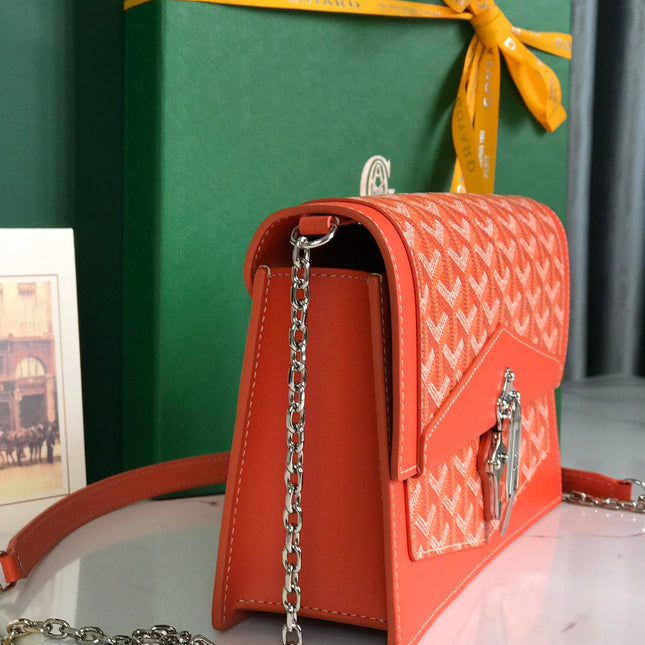 DUCHESSE MARIE-CAROLINE BAG 25 IN ORANGE GOYARDINE CANVAS AND SMOOTH CALFSKIN