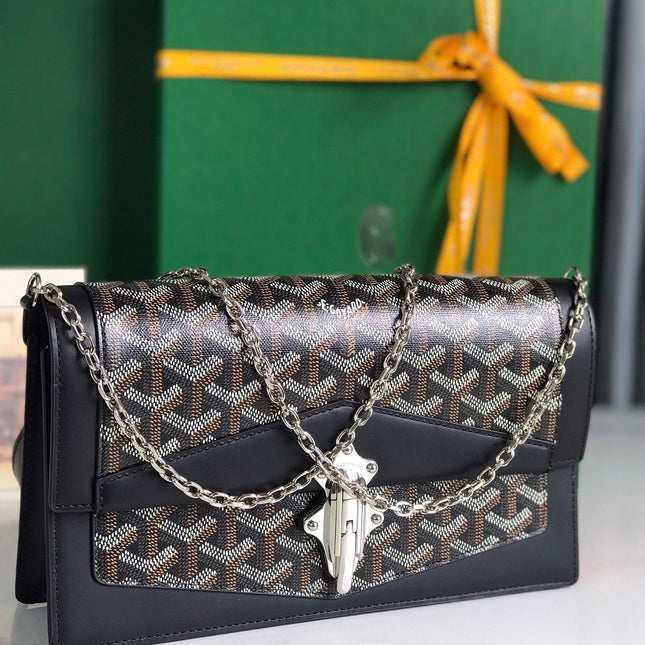 DUCHESSE MARIE-CAROLINE BAG 25 IN BLACK GOYARDINE CANVAS AND SMOOTH CALFSKIN