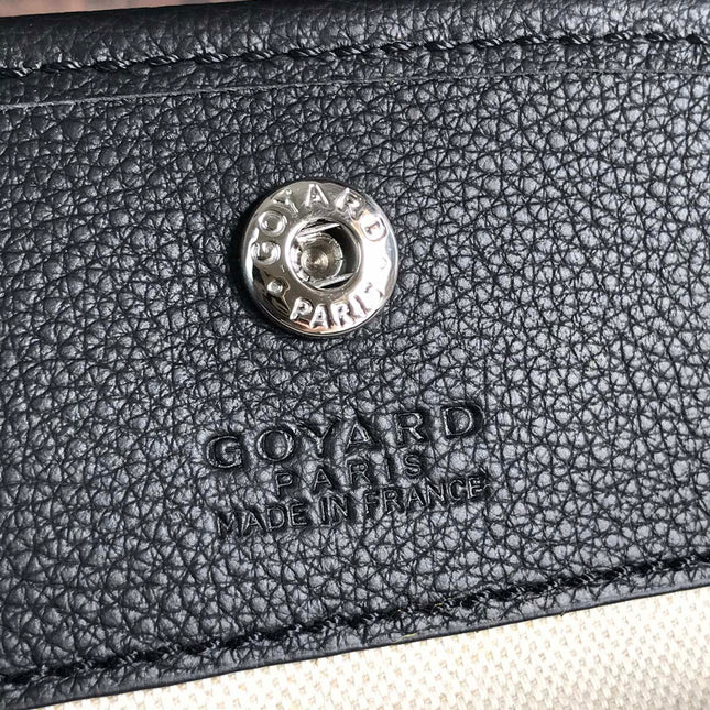 ANJOU MINI BAG 20 IN BLACK CALFSKIN AND GOYARDINE CANVAS