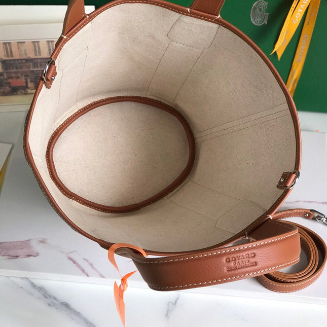 SMALL BELHARRA 24 IN BLACK GOYARDINE CANVAS AND TAN LAMBSKIN