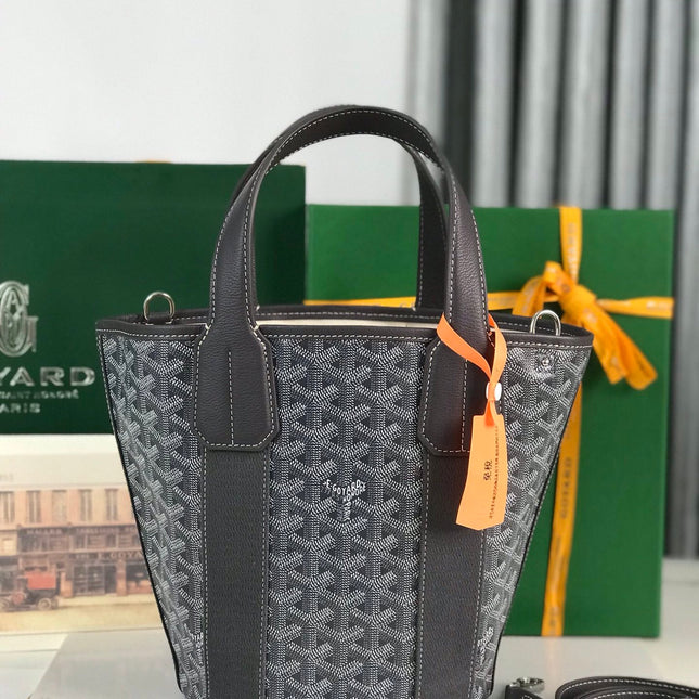 SMALL BELHARRA 24 IN GRAY GOYARDINE CANVAS AND LAMBSKIN