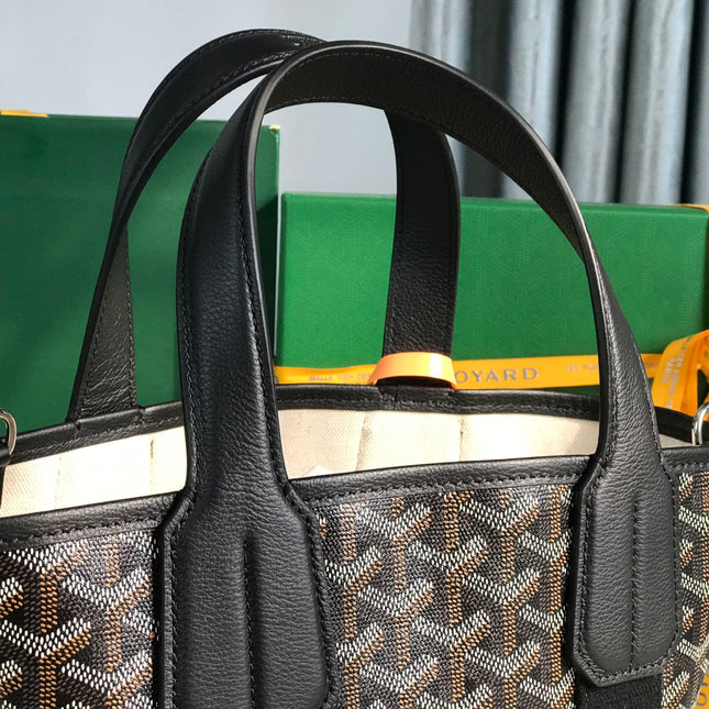 SMALL BELHARRA 24 IN BLACK GOYARDINE CANVAS AND LAMBSKIN