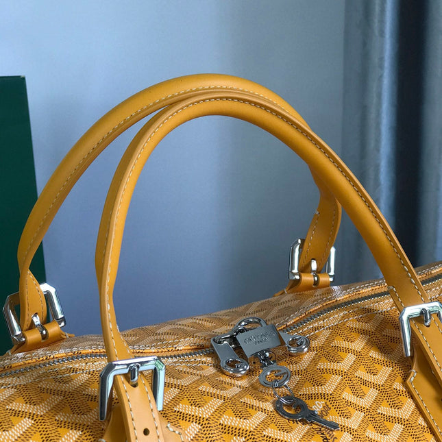 BOSTON 50 BAG IN YELLOW GOYARDINE CANVAS AND CALFSKIN TRIM