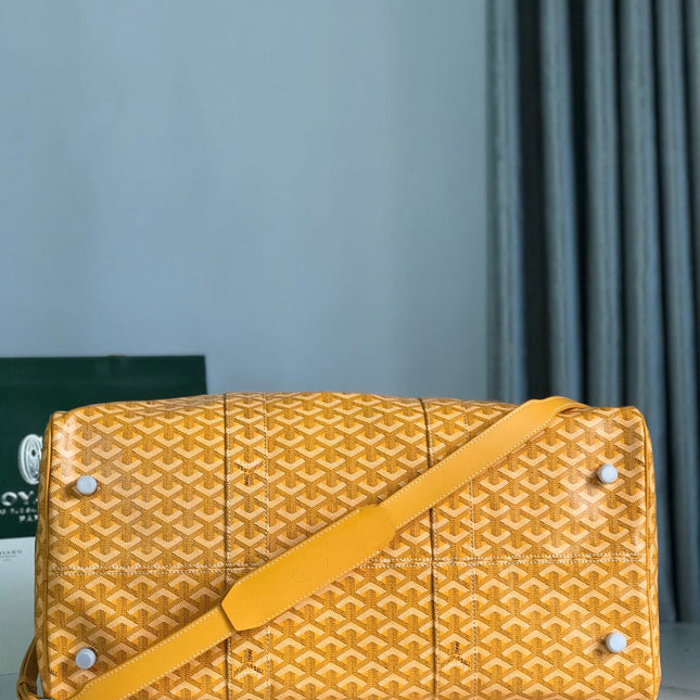BOSTON 50 BAG IN YELLOW GOYARDINE CANVAS AND CALFSKIN TRIM