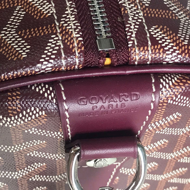 BOSTON 50 BAG IN WINE RED GOYARDINE CANVAS AND CALFSKIN TRIM