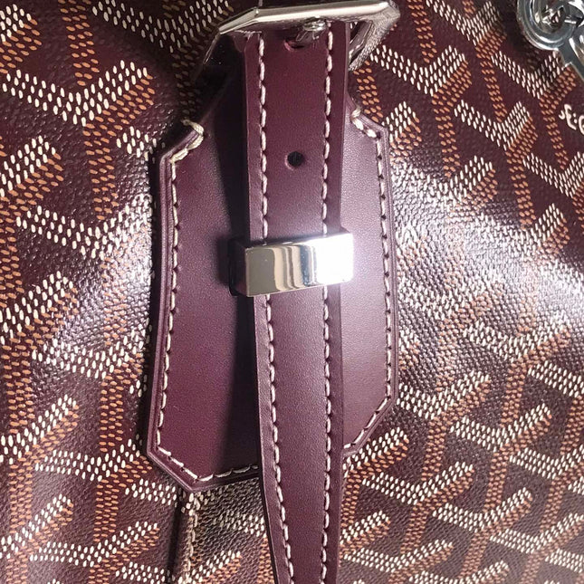 BOSTON 50 BAG IN WINE RED GOYARDINE CANVAS AND CALFSKIN TRIM
