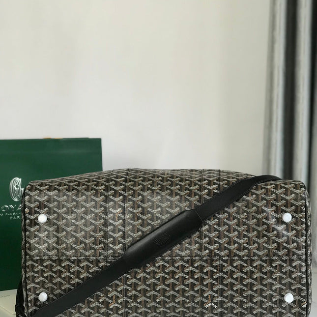 BOSTON 50 BAG IN BLACK GOYARDINE CANVAS AND CALFSKIN TRIM