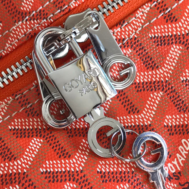 BOSTON 50 BAG IN ORANGE GOYARDINE CANVAS AND CALFSKIN TRIM