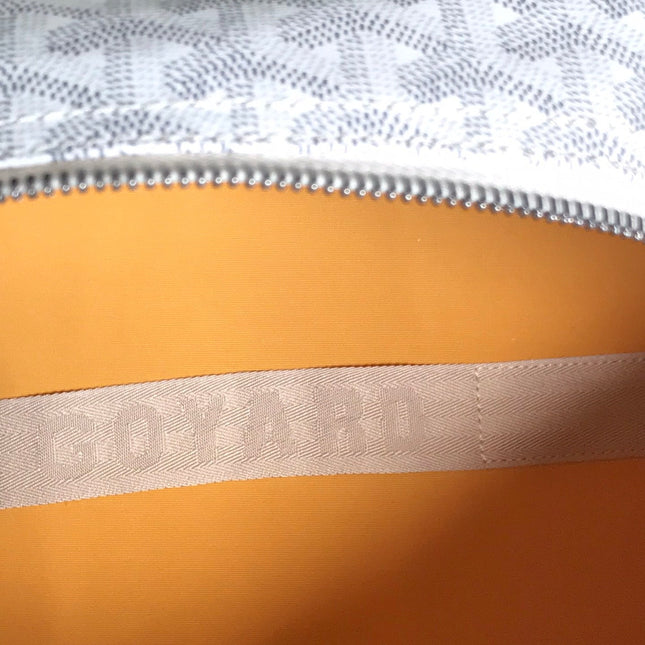 BOSTON 50 BAG IN WHITE GOYARDINE CANVAS AND CALFSKIN TRIM