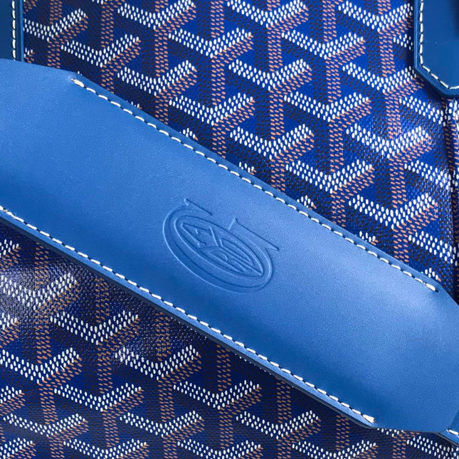 BOSTON 50 BAG IN SAPPHIRE BLUE GOYARDINE CANVAS AND CALFSKIN TRIM
