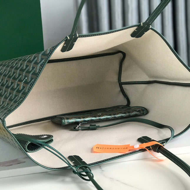SAINT LOUIS PM 34 IN GREEN GOYARDINE CANVAS AND CALFSKIN