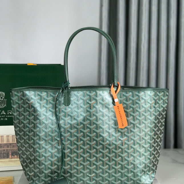 SAINT LOUIS PM 34 IN GREEN GOYARDINE CANVAS AND CALFSKIN