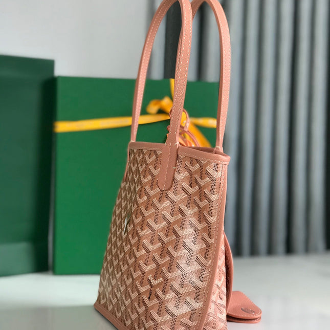 ANJOU MINI BAG 20 IN MANHATTAN PINK  CALFSKIN AND GOYARDINE CANVAS