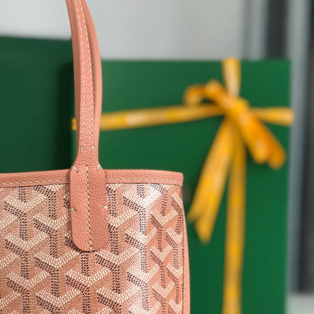 ANJOU MINI BAG 20 IN MANHATTAN PINK  CALFSKIN AND GOYARDINE CANVAS
