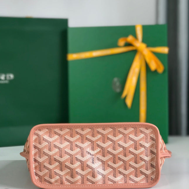 ANJOU MINI BAG 20 IN MANHATTAN PINK  CALFSKIN AND GOYARDINE CANVAS