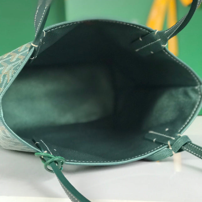 ANJOU MINI BAG 20 IN GREEN CALFSKIN AND GOYARDINE CANVAS