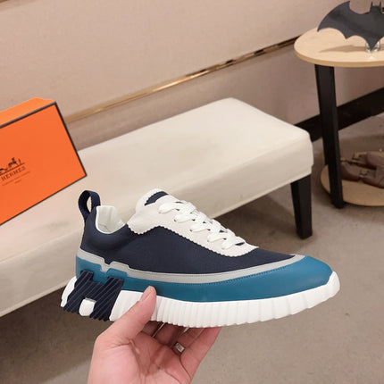 HM BOUNCING SNEAKER BLACK AND CERULEAN CALFSKIN