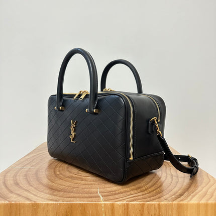 LIYA 31 BLACK CALFSKIN VINTAGE TRAVEL BAG