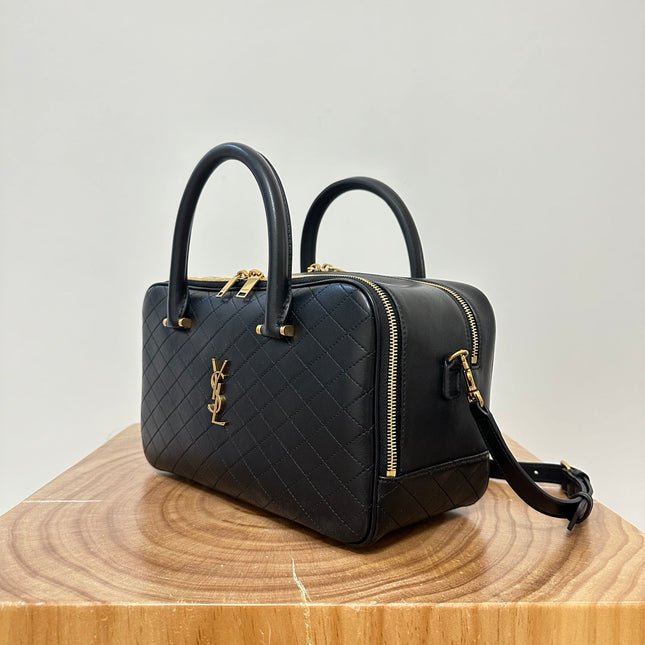LIYA 31 BLACK CALFSKIN VINTAGE TRAVEL BAG