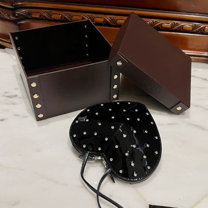 LE COEUR BAG 21 IN BLACK PATENT CALFSKIN ATTACHED STRASS