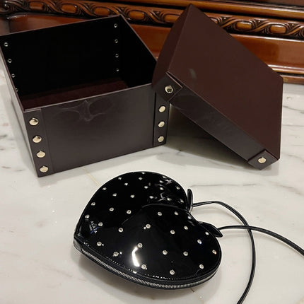 LE COEUR BAG 21 IN BLACK PATENT CALFSKIN ATTACHED STRASS