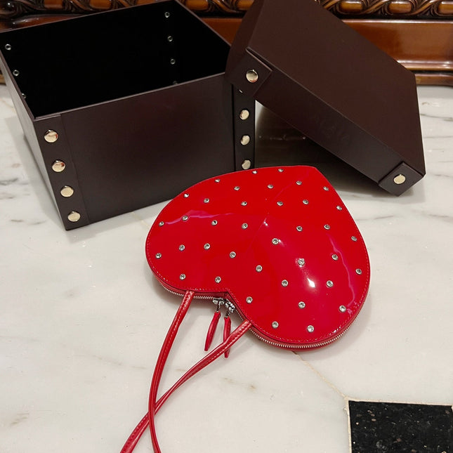 LE COEUR BAG 21 IN CANDY RED PATENT CALFSKIN ATTACHED STRASS