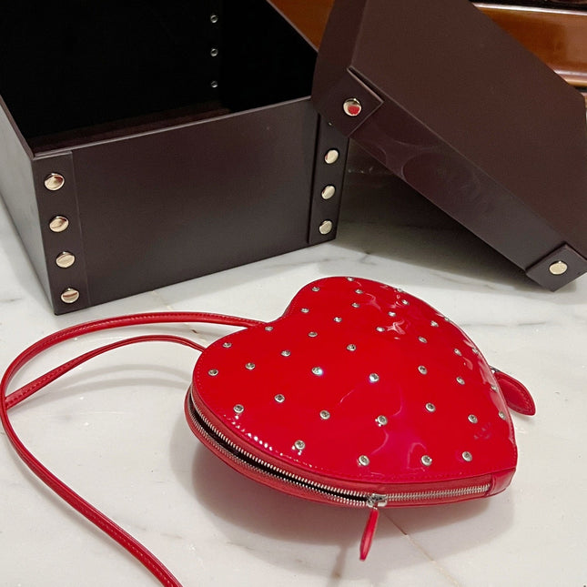 LE COEUR BAG 21 IN CANDY RED PATENT CALFSKIN ATTACHED STRASS