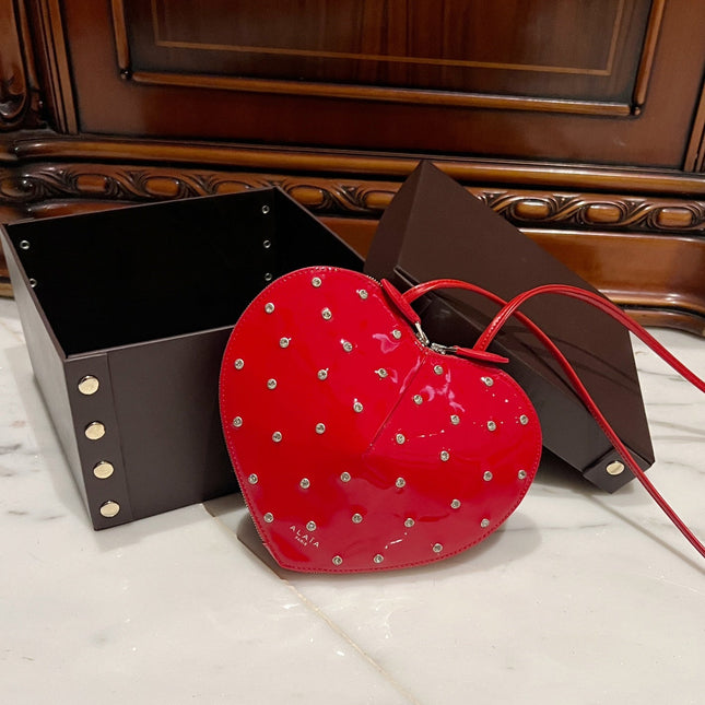 LE COEUR BAG 21 IN CANDY RED PATENT CALFSKIN ATTACHED STRASS