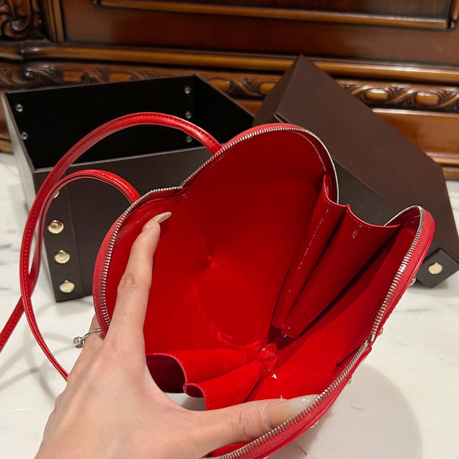 LE COEUR BAG 21 IN CANDY RED PATENT CALFSKIN ATTACHED STRASS