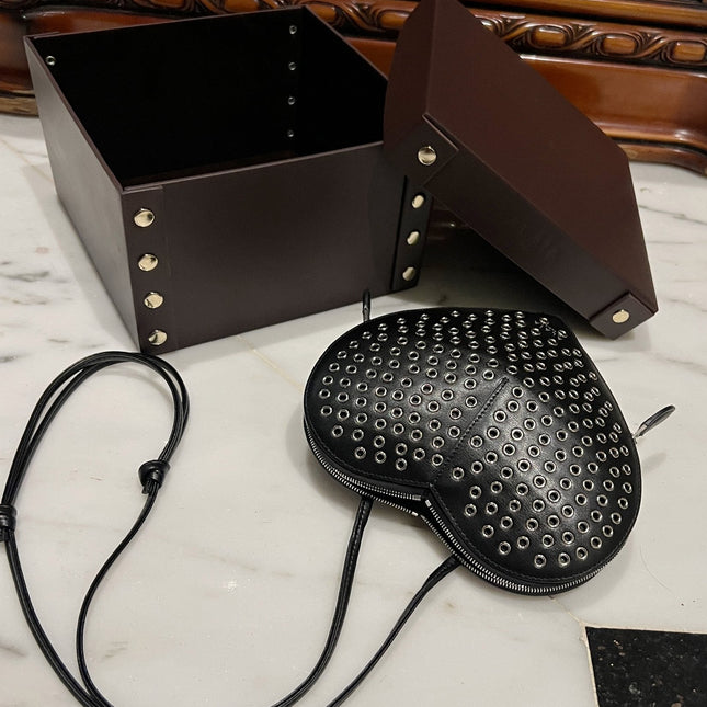 LE COEUR BAG 21 IN BLACK STUDDED CALFSKIN