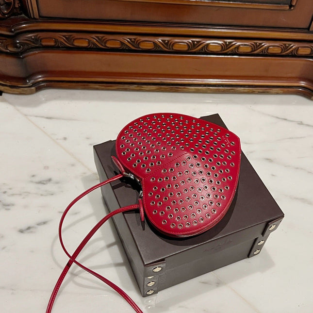 LE COEUR BAG 21 IN RED STUDDED CALFSKIN