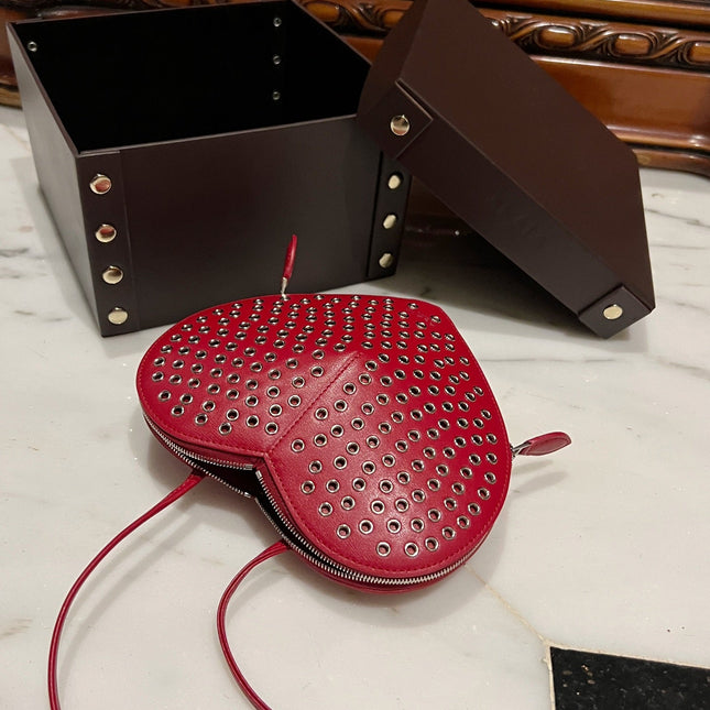 LE COEUR BAG 21 IN RED STUDDED CALFSKIN