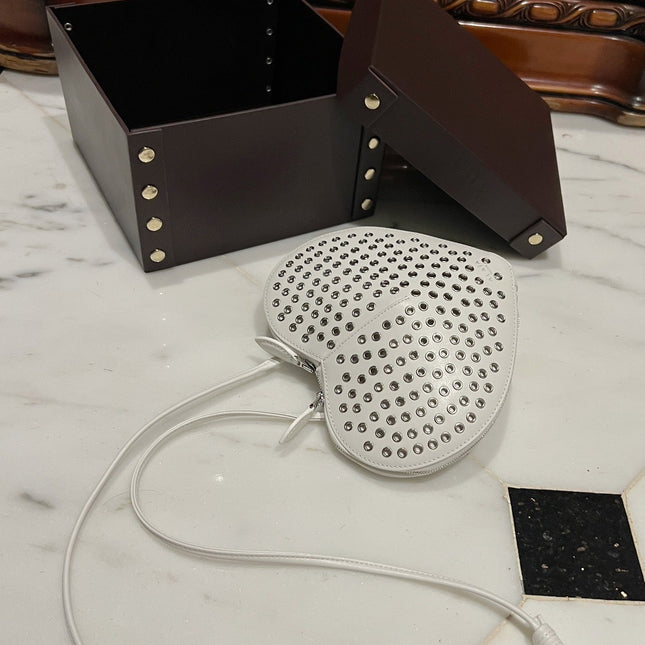 LE COEUR BAG 21 IN WHITE STUDDED CALFSKIN