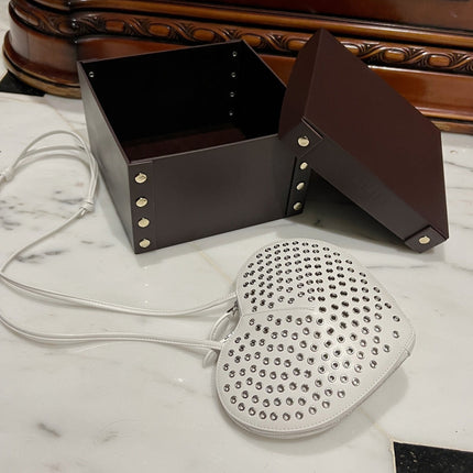 LE COEUR BAG 21 IN WHITE STUDDED CALFSKIN