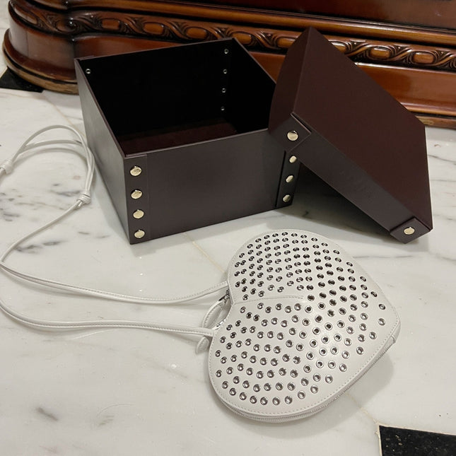 LE COEUR BAG 21 IN WHITE STUDDED CALFSKIN
