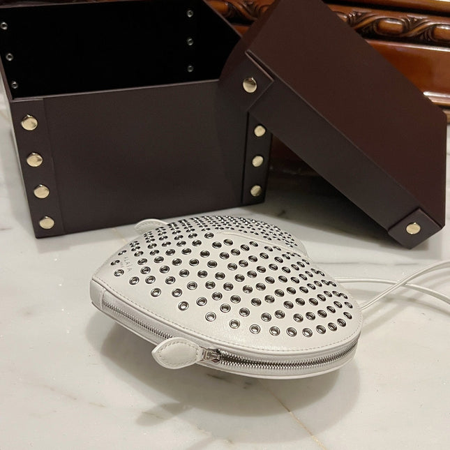 LE COEUR BAG 21 IN WHITE STUDDED CALFSKIN