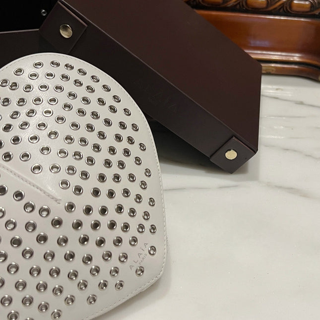 LE COEUR BAG 21 IN WHITE STUDDED CALFSKIN