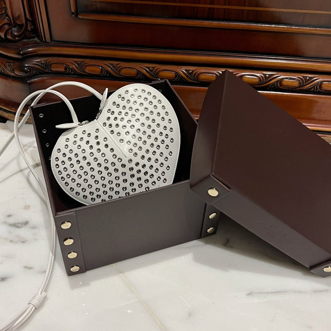 LE COEUR BAG 21 IN WHITE STUDDED CALFSKIN