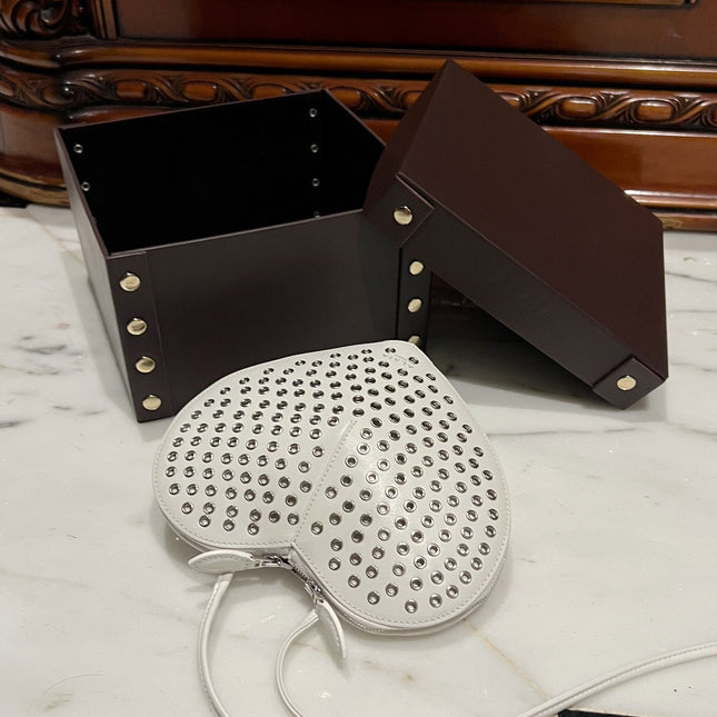 LE COEUR BAG 21 IN WHITE STUDDED CALFSKIN