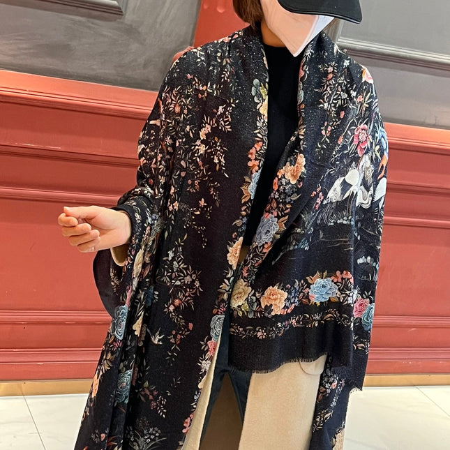 SCARF 200 CM IN BLACK MIX COLORFUL CASHMERE 413824