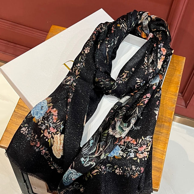 SCARF 200 CM IN BLACK MIX COLORFUL CASHMERE 413824