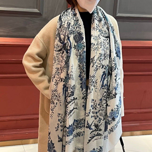 SCARF 200 CM IN WHITE MIX BLUE CASHMERE 413825