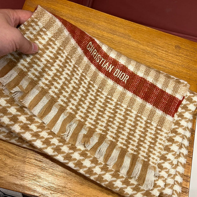 SCARF 190 CM IN PEANUT BROWN MIX WHITE CASHMERE 416802