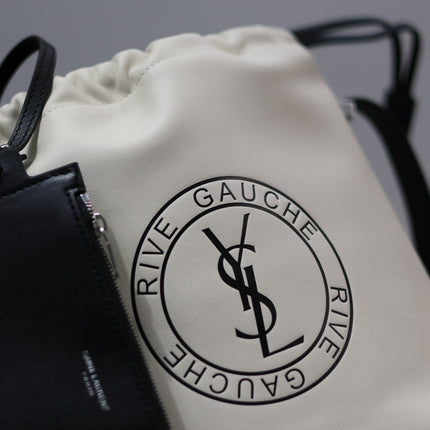 RIVE GAUCHE BUCKET BAG 23 IN WHITE CALFSKIN
