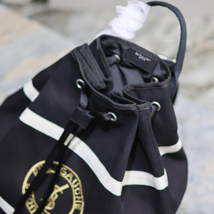 RIVE GAUCHE BACKPACK 49 IN BLACK MIX WHITE CANVAS