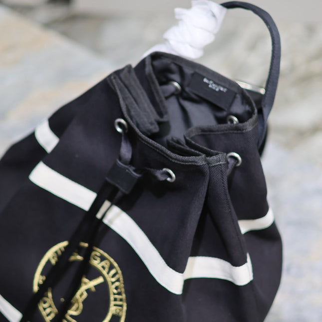 RIVE GAUCHE BACKPACK 49 IN BLACK MIX WHITE CANVAS