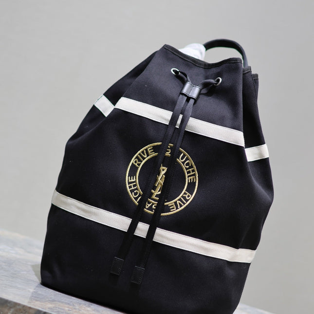 RIVE GAUCHE BACKPACK 49 IN BLACK MIX WHITE CANVAS