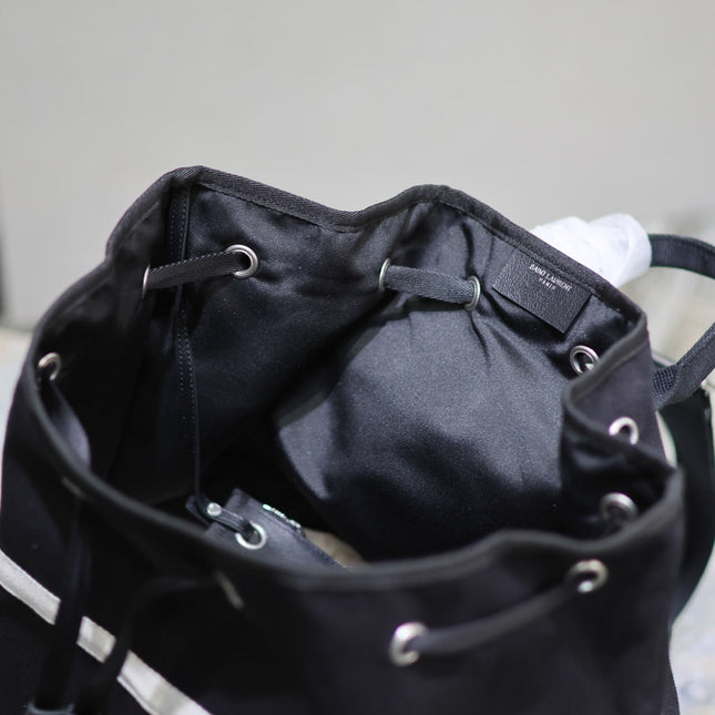 RIVE GAUCHE BACKPACK 49 IN BLACK MIX WHITE CANVAS